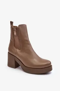 Women's leather high-heeled boots Lemar brown Kodra