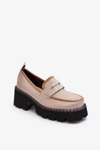 Women's leather loafers Beige #8365585
