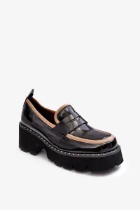 Women's leather loafers D&A Black