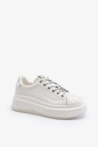 Women's leather sneakers on the GOE platform white #9500904