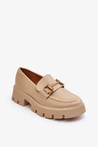 Women's loafers with decoration Beige Peuria #8362042