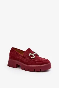 Women's loafers with embellishment, burgundy Ellise