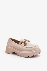 Women's loafers with embellishments, light beige Gargi