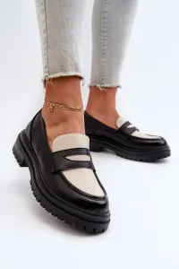 Women's loafers with flat heels and platform Black Kaldira