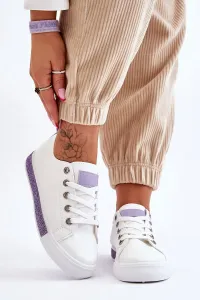 Women's low sneakers white-purple Demira