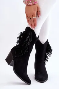 Women's Low Suede Cowboy Boots Black Elyse #5579660