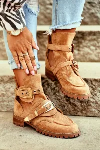 Women's Lu Boo Ankle Boots Suede Camel Rock Girl Cutout
