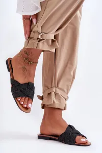 Women's material sandals black Aversa