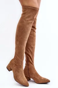Women's over-the-knee boots with low heels Camel Maidna