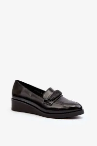 Women's patent leather shoes Loafers Black Polike