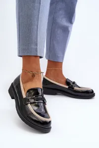 Women's patent leather shoes moccasins S.Barski black