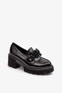 Women's patent leather shoes with decoration black Renesma #8383432