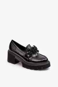 Women's patent leather shoes with decoration black Renesma #8383434