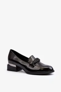 Women's patent low-heeled shoes, black Marilni #8966715