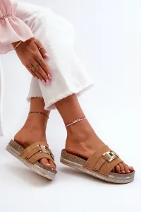Women's platform slippers with Camel Vapireta embellishment
