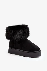 Women's platform snow boots with black Mancy fur