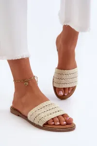 Women's sandals with braided flat heels, light beige radians