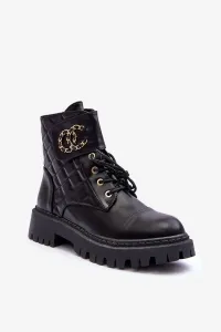 Women's work boots with decoration, black toye #7961780