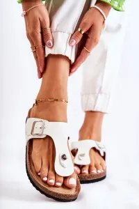 Women's slippers flip-flops on cork white Elina #6077698
