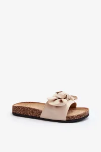 Women's slippers with bow Beige Ezephira