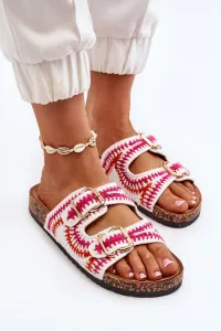 Women's slippers with cork sole, white Fannea #9508676