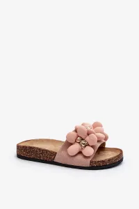 Women's slippers with embellishments, pink Bunlia