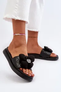 Women's slippers with low platform embellishments, black cedrella