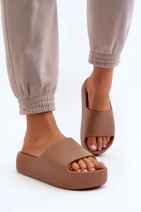 Women's slippers with thick soles, brown Oreithano