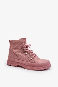 Women's sneakers with an elastic upper, pink Kalyne #9481591