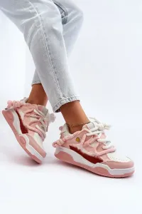 Women's sneakers with thick lacing pink miatora #9481938