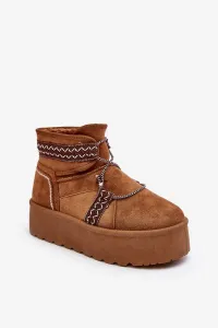 Women's snow boots on a thick sole with Camel Milson lacing