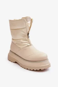 Women's snow boots with a thick sole with a zipper GOE beige #8352198