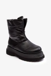 Women's snow boots with a thick sole with a zipper GOE black