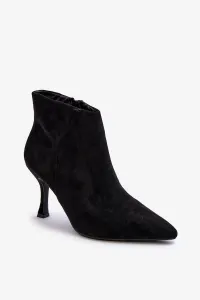 Women's Suede Heeled Shoes Black Merisa