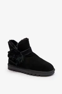Women's suede snow boots with cutouts, black Eraclio