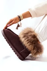 Women's Suede Snow Boots with Fur Brown Alexa
