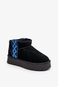 Women's suede snow boots with thick soles, black Vebissat