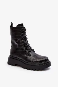 Women's work boots with decorative embossing black tarolia #8783680