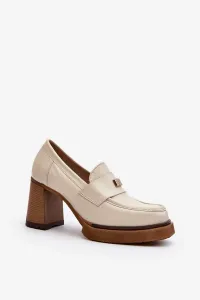Zazoo beige leather high heeled shoes