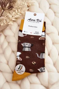 Men's mismatched socks, coffee, brown and yellow #8666038