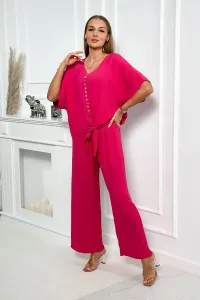 Blouse set with fuchsia trousers