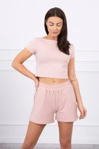 Cotton set with dark powder pink shorts