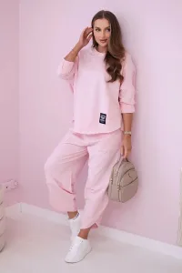Cotton sweatshirt and trouser set powder pink