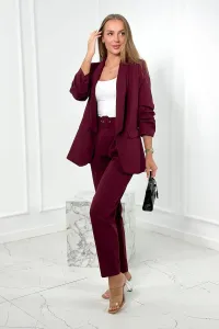 Elegant set of jacket and trousers in burgundy color