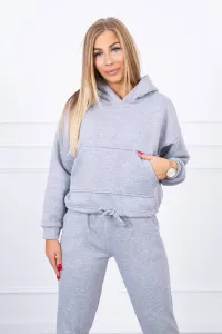 Insulated set with sweatshirt with tying down in gray color