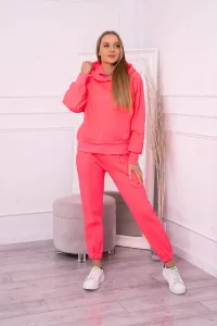 Insulated set with turtleneck and hood in pink neon color