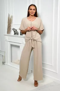 Set of blouse with trousers beige color