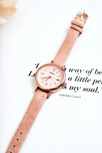 Women's watch with leather strap Ernest Nickel Free pink