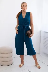 Jumpsuit with a tie at the waist with navy straps