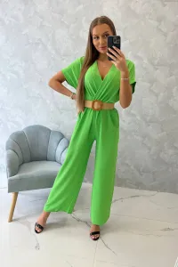 Overall with decorative belt at waist light green